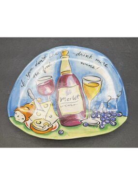 Mud Pie Tracy Flickinger Merlot Wine Plate Wall Decor Hanger